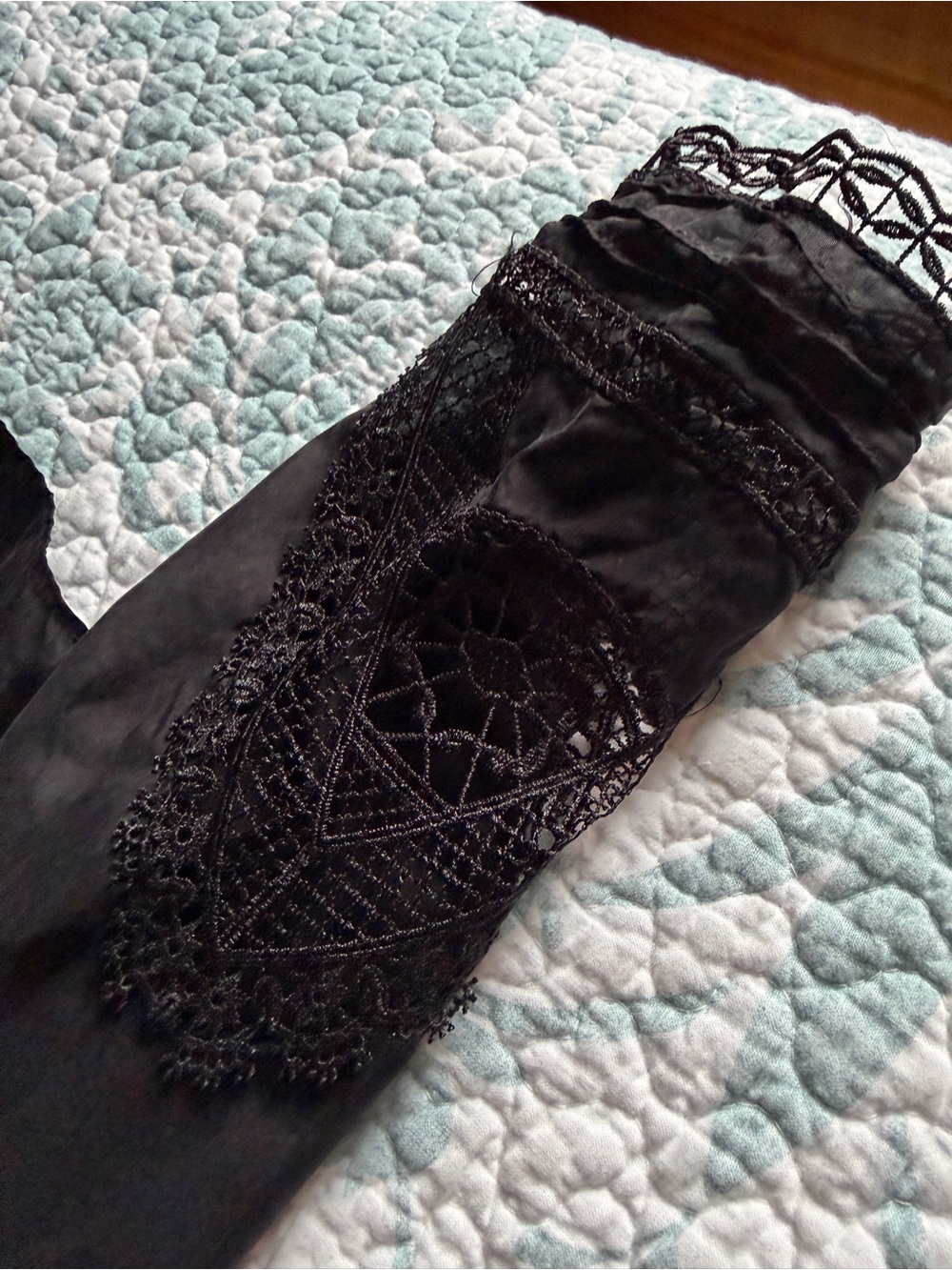 Zara Black Lace-Trim Victorian High-Neck Blouse - Picture 5 of 13